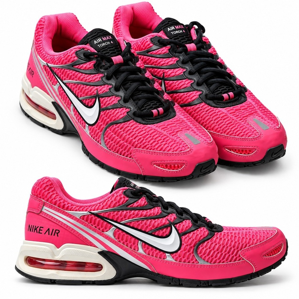 NIKE Air Max Torch 4 Sneaker Women Sz 11 Barbie Pink/Black Open Mesh Cage Design